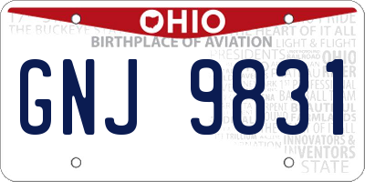 OH license plate GNJ9831