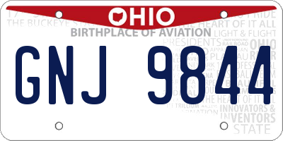 OH license plate GNJ9844