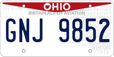 OH license plate GNJ9852