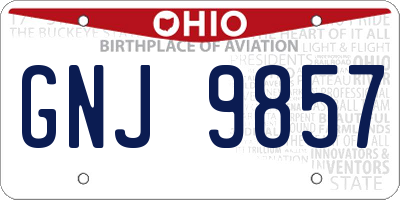 OH license plate GNJ9857