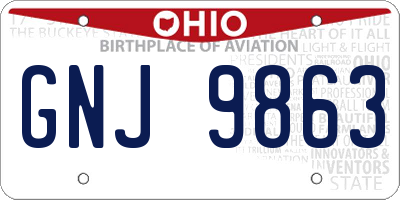 OH license plate GNJ9863