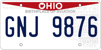 OH license plate GNJ9876