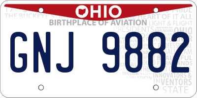OH license plate GNJ9882
