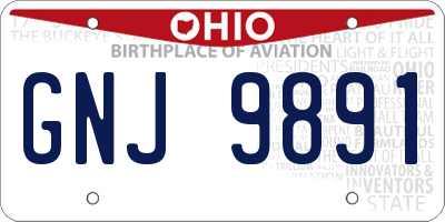 OH license plate GNJ9891