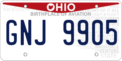 OH license plate GNJ9905