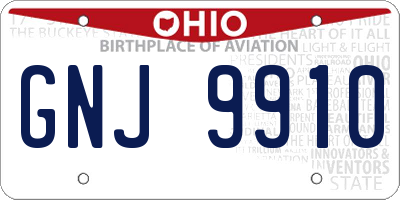 OH license plate GNJ9910