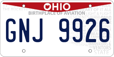 OH license plate GNJ9926