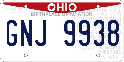 OH license plate GNJ9938