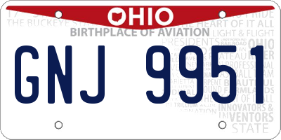 OH license plate GNJ9951