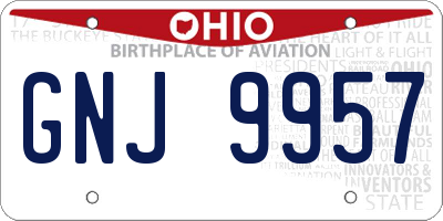 OH license plate GNJ9957
