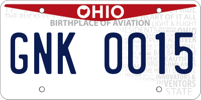 OH license plate GNK0015