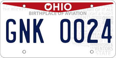 OH license plate GNK0024