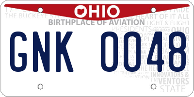 OH license plate GNK0048