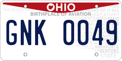 OH license plate GNK0049