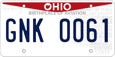 OH license plate GNK0061
