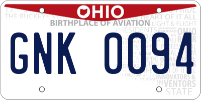 OH license plate GNK0094