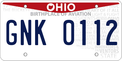 OH license plate GNK0112