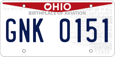 OH license plate GNK0151