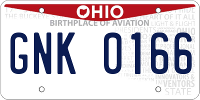 OH license plate GNK0166