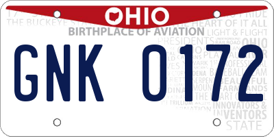 OH license plate GNK0172