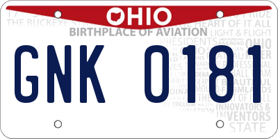 OH license plate GNK0181