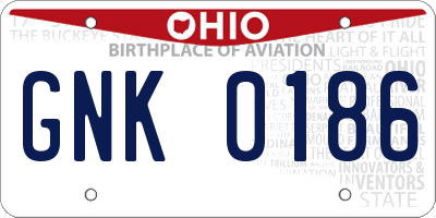 OH license plate GNK0186