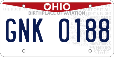 OH license plate GNK0188