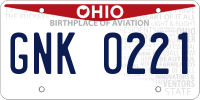 OH license plate GNK0221