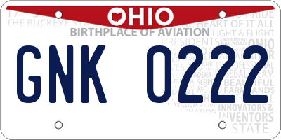 OH license plate GNK0222