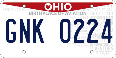 OH license plate GNK0224