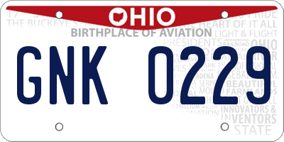 OH license plate GNK0229