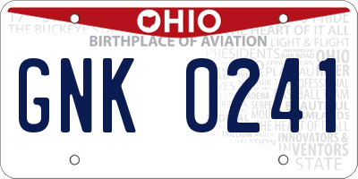 OH license plate GNK0241