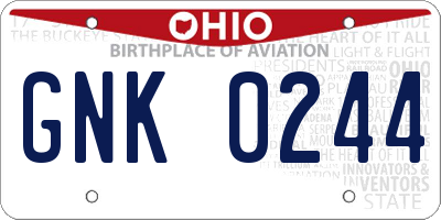 OH license plate GNK0244