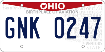 OH license plate GNK0247