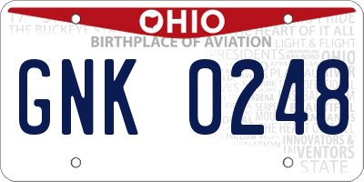 OH license plate GNK0248