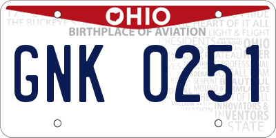 OH license plate GNK0251