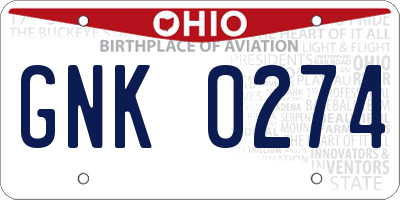 OH license plate GNK0274