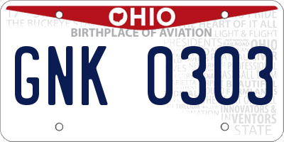 OH license plate GNK0303