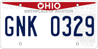 OH license plate GNK0329