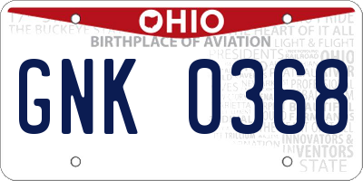 OH license plate GNK0368