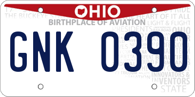 OH license plate GNK0390