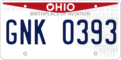 OH license plate GNK0393
