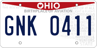OH license plate GNK0411