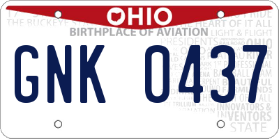 OH license plate GNK0437