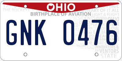 OH license plate GNK0476