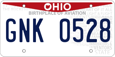 OH license plate GNK0528