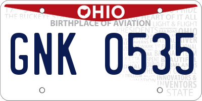 OH license plate GNK0535