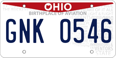 OH license plate GNK0546