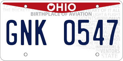 OH license plate GNK0547