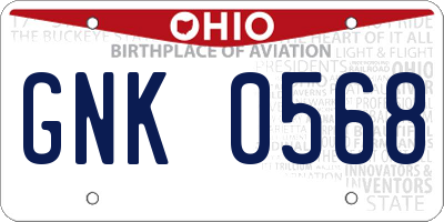 OH license plate GNK0568